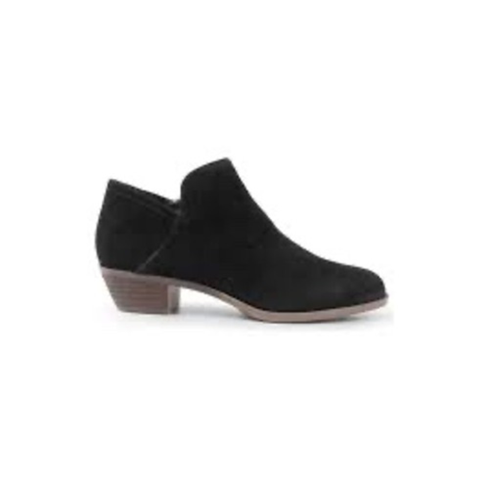 Crown and Ivy Ankle Boots Women 10W Black Excellent Suede Low Block Heel Zipper